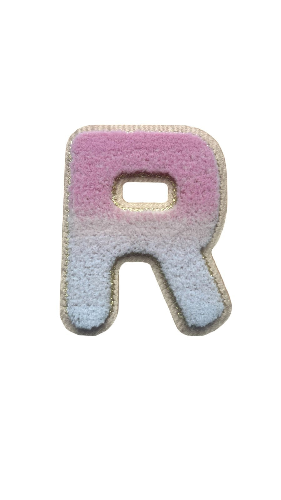 Pink to White Gradient Letter Patch Chenille Ombre Iron on Alphabet Patches 6cm