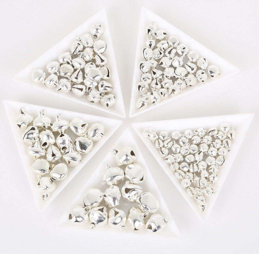 Jingle Bells Multicoloured Gold Silver Charms Card Craft 6/8mm - Silver