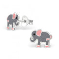 925 Sterling Silver Grey & Pink Elephant Animal Cute Stud Earrings & Gift Box #5