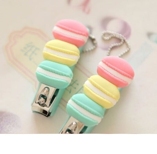 French Macaron Nail Clippers with Keychain Manicure Pedicure Fashion Kawaii