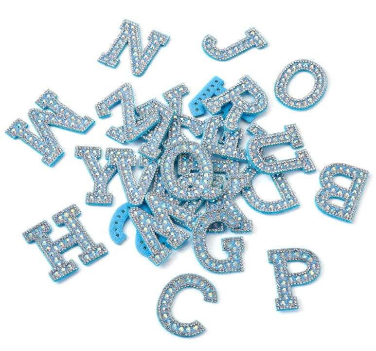 Rhinestone Letter Patch Patches Glue Sew Alphabet Embroidery Letters