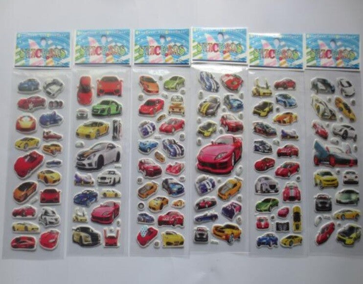 Children's Party Bag Stickers Sheets Kids 3D Puffy Scrap Book Craft Art Sticker - Cars