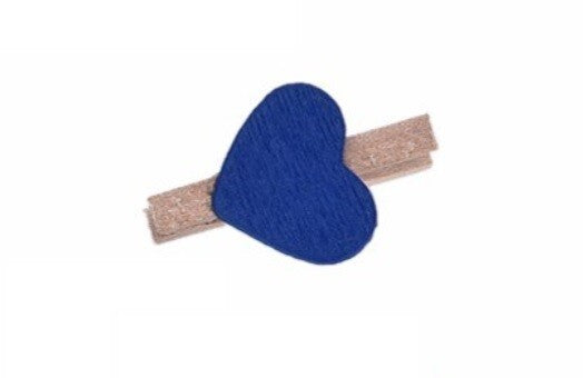 Mini Wooden Pegs with Colour Hearts Craft Wedding Photo Clips Wood 3x1.7cm - Dark Blue