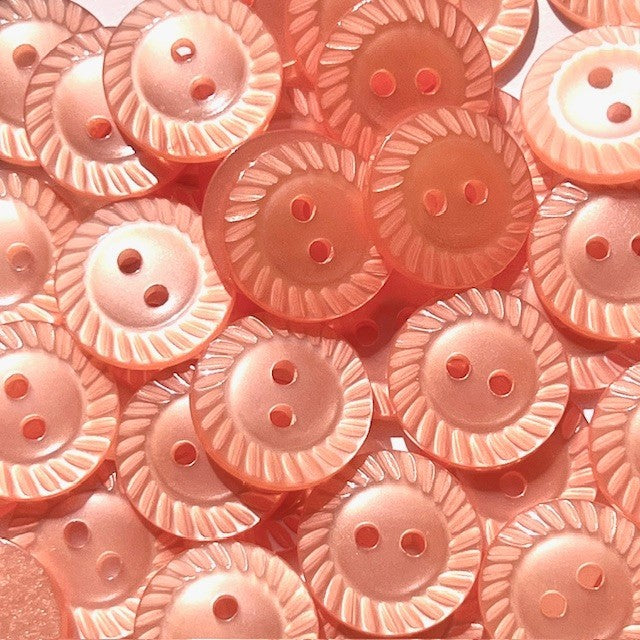 Mill Edge Buttons Milled Edge Baby Button - 8 Colours - 11.5mm, 14mm, 16mm - Peach