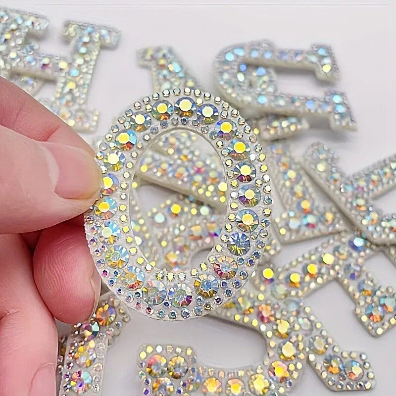 4.5cm 3D Rhinestone AB Crystal Patches Letter Alphabet Patch Iron Sew Glue on