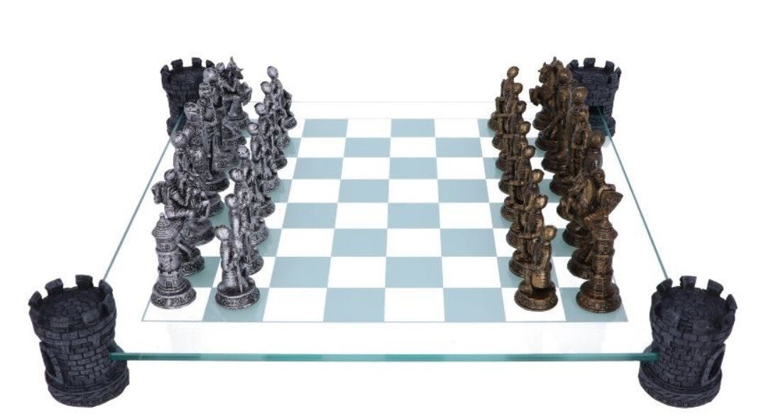 Chess Set Medieval Knight Dragon or Vampire Werewolf Nemesis Now