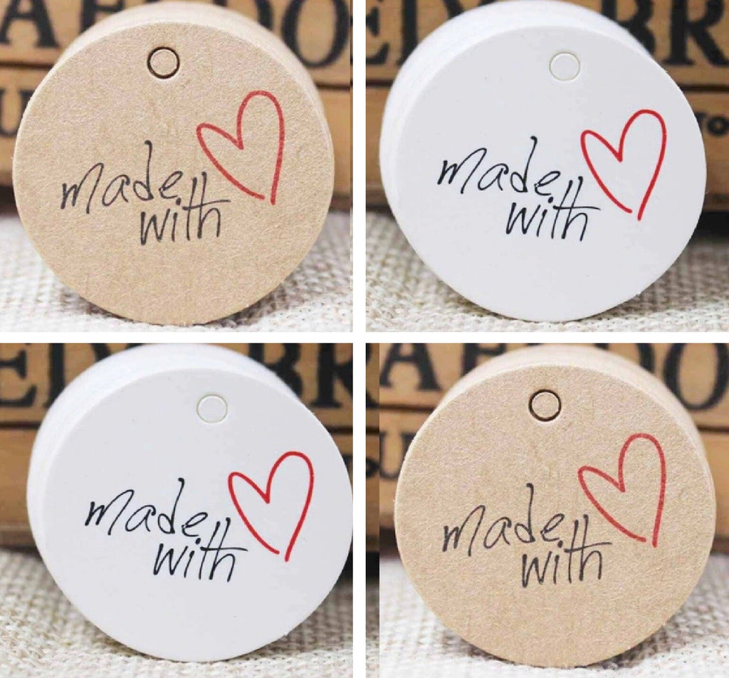 Round Craft Tags Made With Love Gift Food Jewellery Wedding Christmas Tag