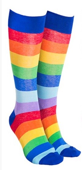 Sock Society Cotton Soft Stretchy Christmas Socks One Size Fits all (Adult 5-12) - Rainbow Blue 1 Pair