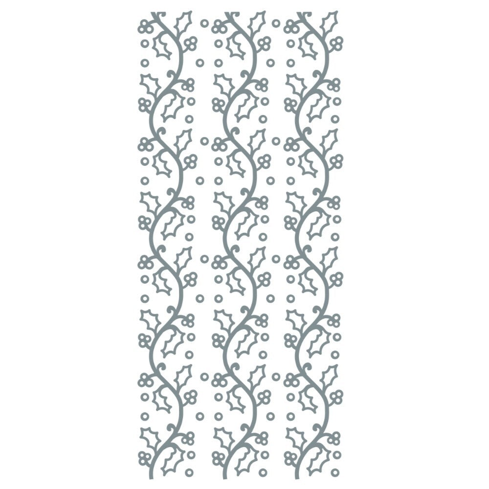 Holly Merry Christmas Mirror Shine Peel Off Sticker Card Making Craft Stickers - Silver Mirror