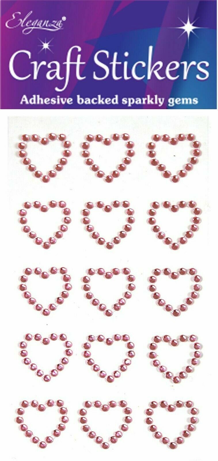 Self Adhesive Diamante Open Hearts Double Heart Stickers Gold Silver Red Blue - Pink Outline Hearts