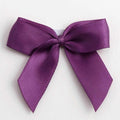 Self Adhesive 5cm Bow Satin Bows Sticky Pre-Tied 16mm Ribbon Craft Wedding - Amethyst