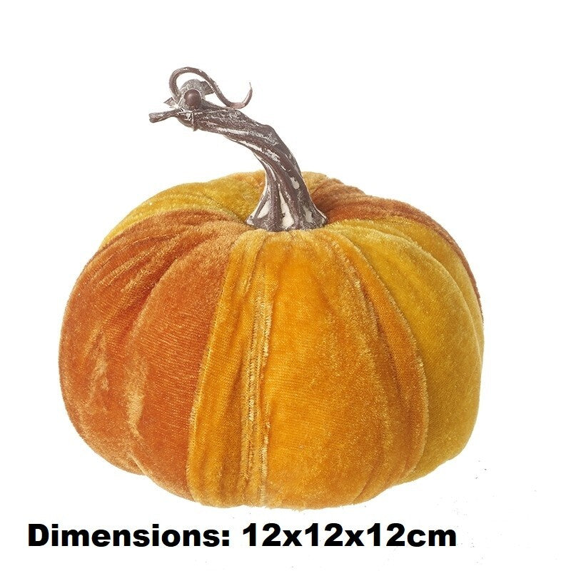 Velvet Pumpkin Halloween Pumpkins Ornament Prop Party Autumn Decoration Craft - 1 Orange Velvet Pumpkin - 12x12x12cm