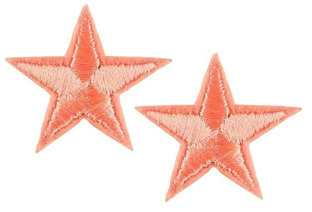 2 Peach Star Patches Iron On Sew On Stars Patch Embroidered Applique Badges