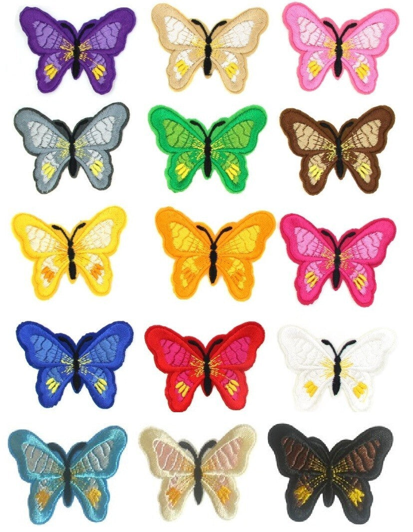 Butterfly Patch Embroidered Butterflies Iron on Sew on Patches Customise 51x67mm