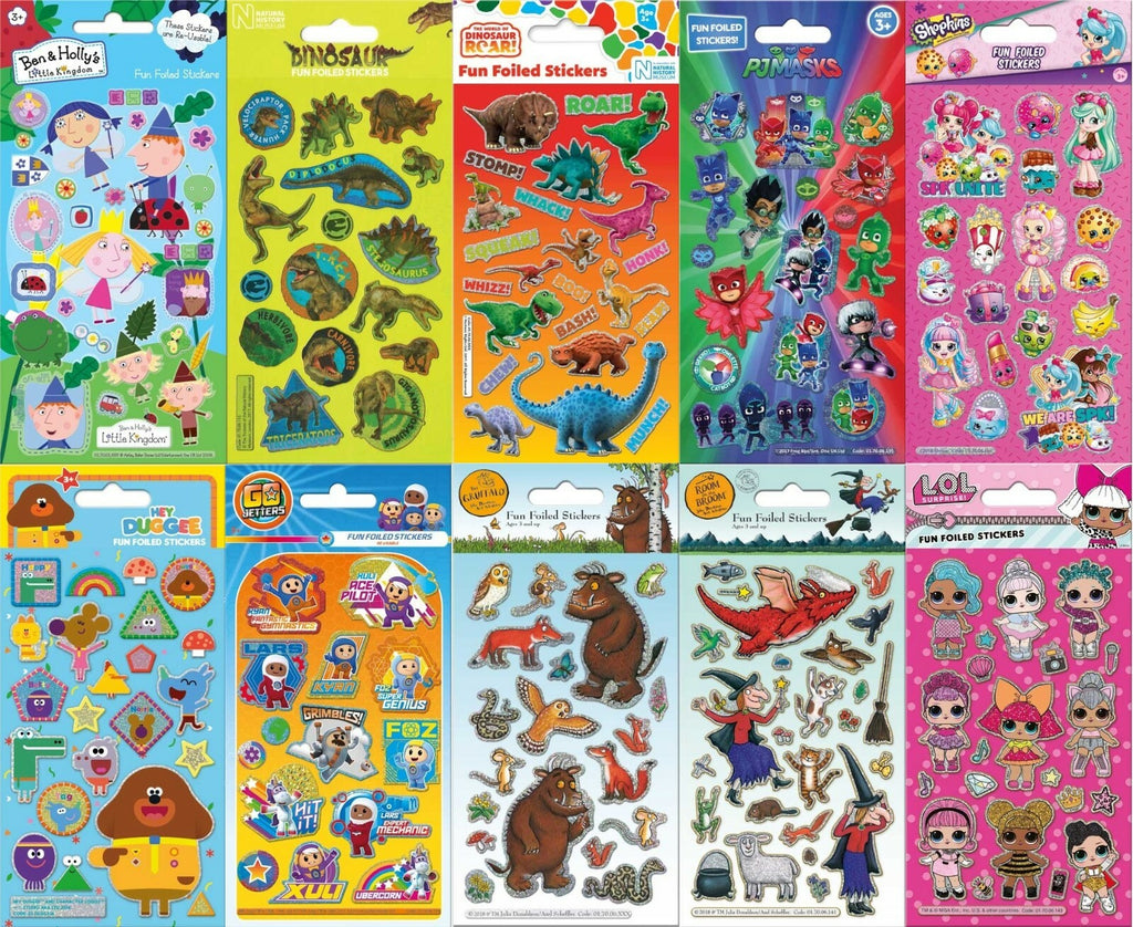 Foiled Re-usable Children's Character Stickers Party Loot Bag Fillers Craft Gift