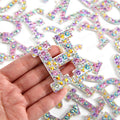 Multicoloured Crystal Rhinestone Letter Patch Patches Iron on Sew on Alphabet