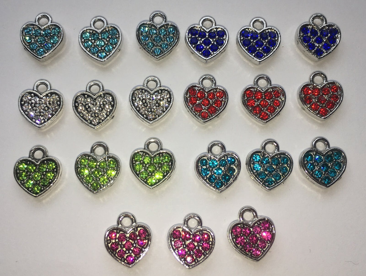 Rhinestone Heart Charm Pendant Jewellery Findings Handmade Crafts Size:10x9.5mm - Clear crystal