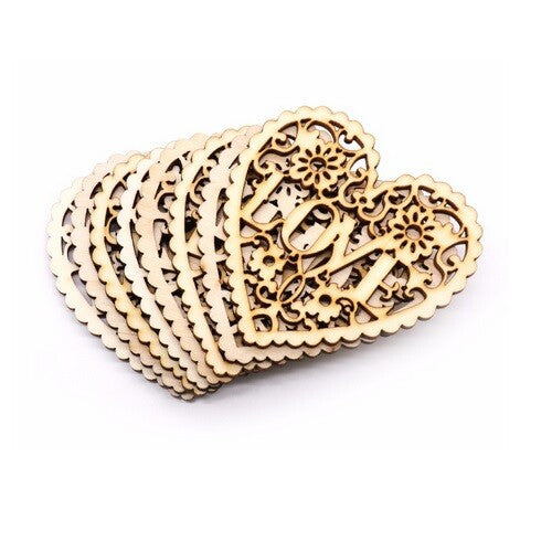 Wooden Heart Shape Love With String Embellishment Craft Wedding Vintage Gift Tag - Love Natural 8x8cm