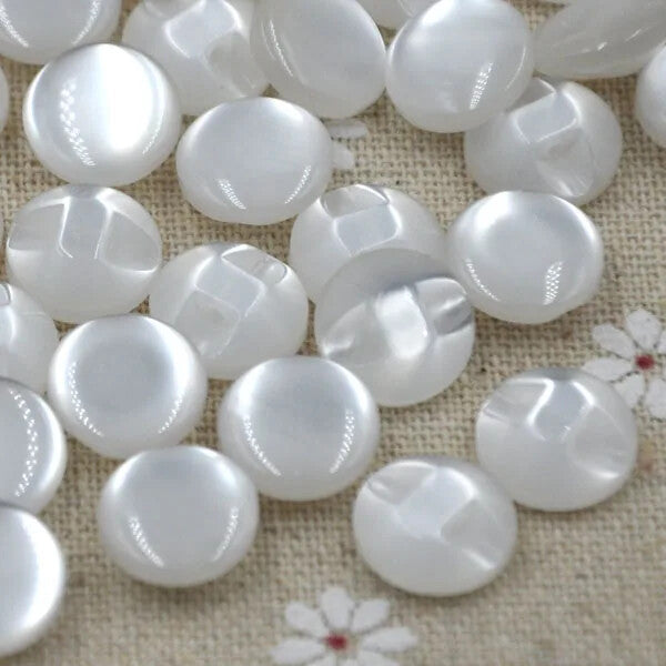 12mm / 1.2cm Buttons - 12 colours - Baby Knitting Clothing Knit Button Flatback - White