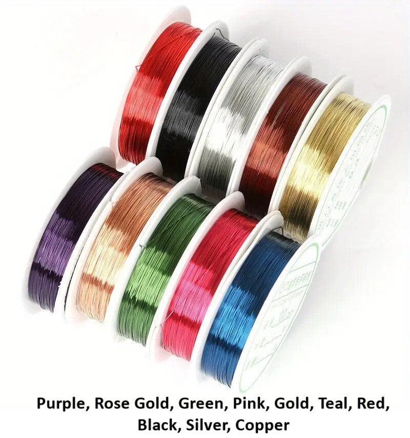 Silver Gold Black Red Pink Beading Wire Jewellery Making Supplies 0.3mm 0.4mm