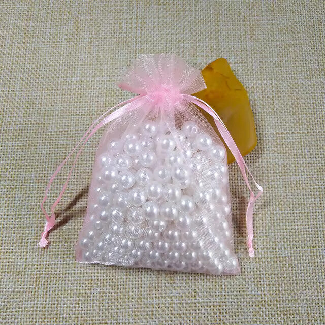 Organza Gift Bag Jewellery Wedding Favour Packing Supplies Bags 7x8.5cm - Pink