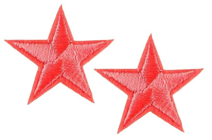 2 Coral Peach Star Patches Iron On Sew On Stars Patch Embroidered Applique