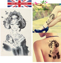 Large Waterproof Traditional Japanese Geisha Temporary Tattoo Sticker Art
