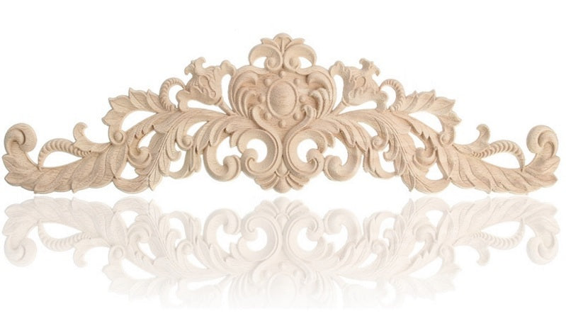 30 x 8.5cm Exquisite Classic Wood Carved Applique Furniture Natural Decal #3SM
