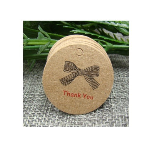 Craft Paper Tags 'Handmade with Love' & 'Thank You' Hand Made Mini Gift Tags - 3