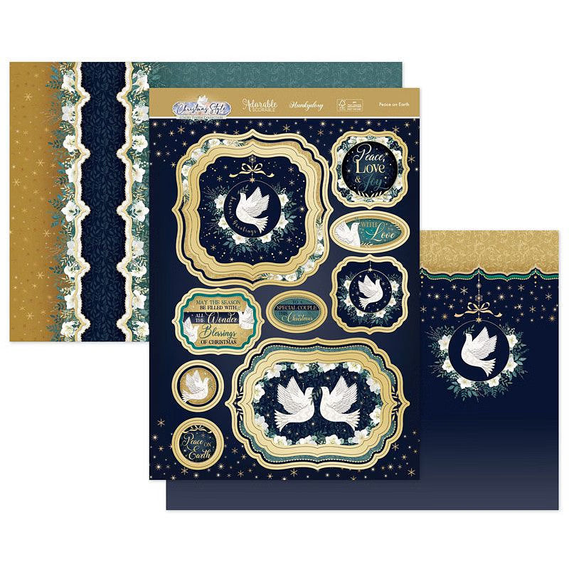 Hunkydory Christmas Card Making Kits Festive Xmas Luxury Topper Set Pack Toppers - Peace on Earth