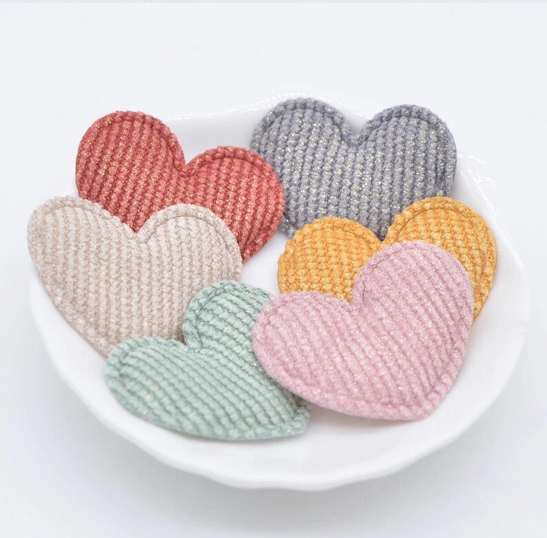 Heart Padded Glitter Patch Applique Customise Sew on Patches Customise Clothing