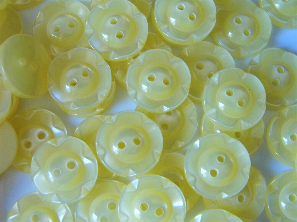 Fruit Gum Baby Buttons Dished Edge 11mm 14mm 16mm Dish Edged Button - Yellow