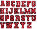 Red & Black Chenille Patch Letter Patches Iron on Alphabet Embroidery 6cm
