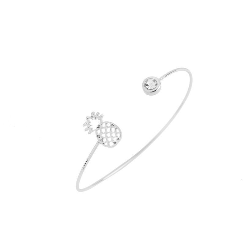 Minimalist Pineapple Bangle Fruit Bracelet Crystal Jewellery - Silver