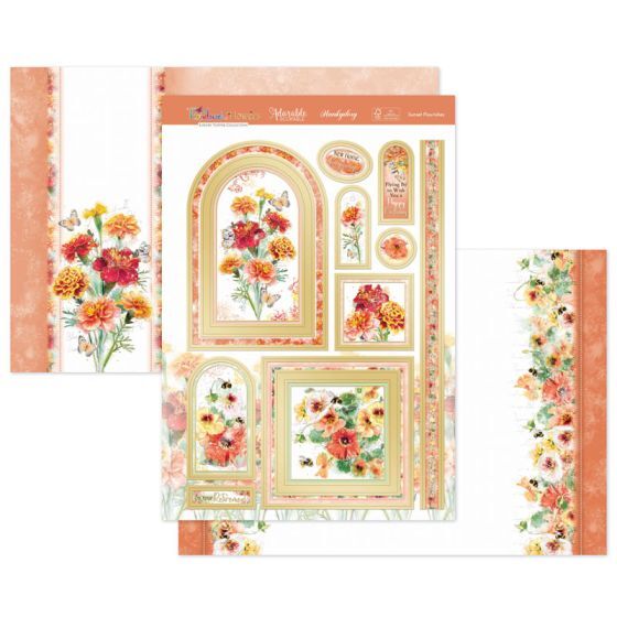 Hunkydory Greeting & Birthday Card Making Kits Luxury Topper Set Pack Toppers - Sunset Flourishes