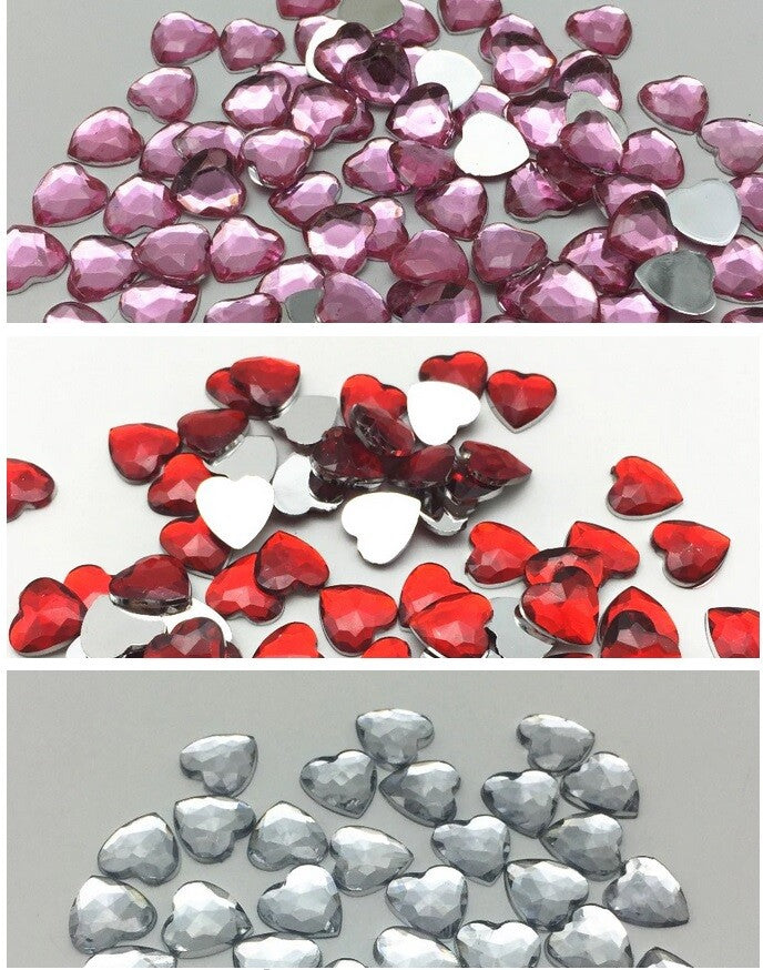 Heart Flat Back Crystal Acrylic Scatter Scrapbook Card Craft Gift Wedding Love