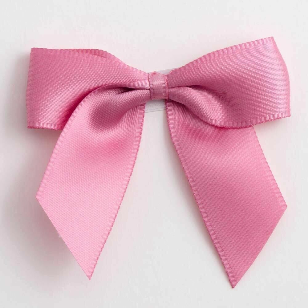 Self Adhesive 5cm Bow Satin Bows Sticky Pre-Tied 16mm Ribbon Craft Wedding - Antique Pink