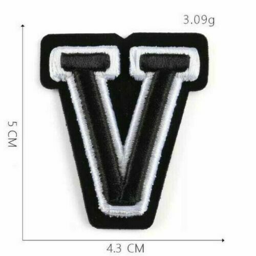 3D Varsity Letter Patch Patches Sew On Embroidered Customise Clothing Alphabet - V