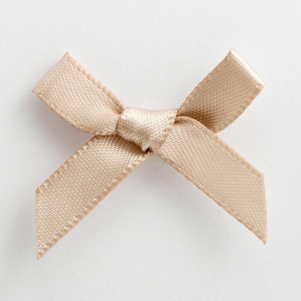 3cm Satin Bows 6mm Bow Pre Tied Ribbon Sewing Crafts Wedding Cards Scrapbook - Taupe