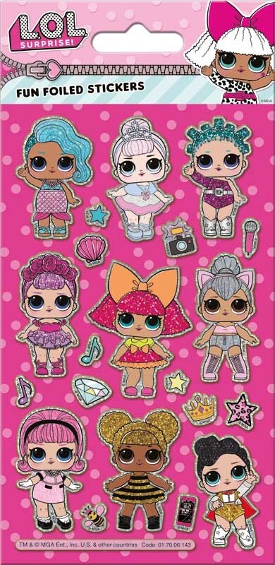 Foiled Re-usable Children's Character Stickers Party Loot Bag Fillers Craft Gift - Lol Surprise