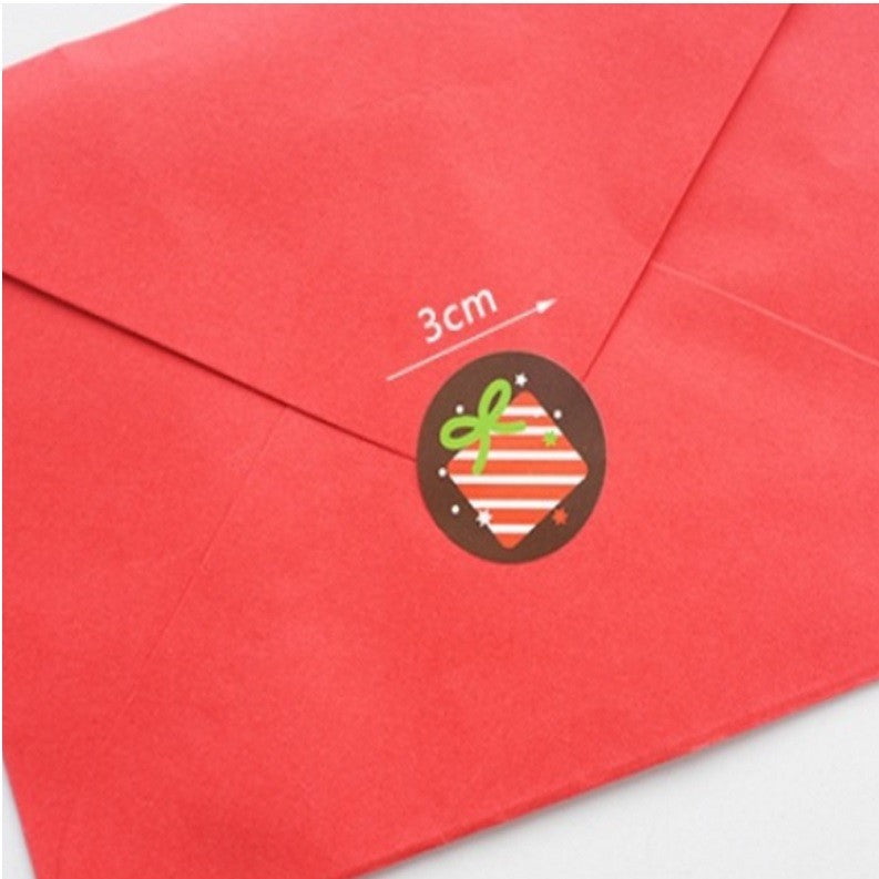 Paper Labels Reindeer Santa Candy Cane Gift Seal Christmas Present Stickers 3cm