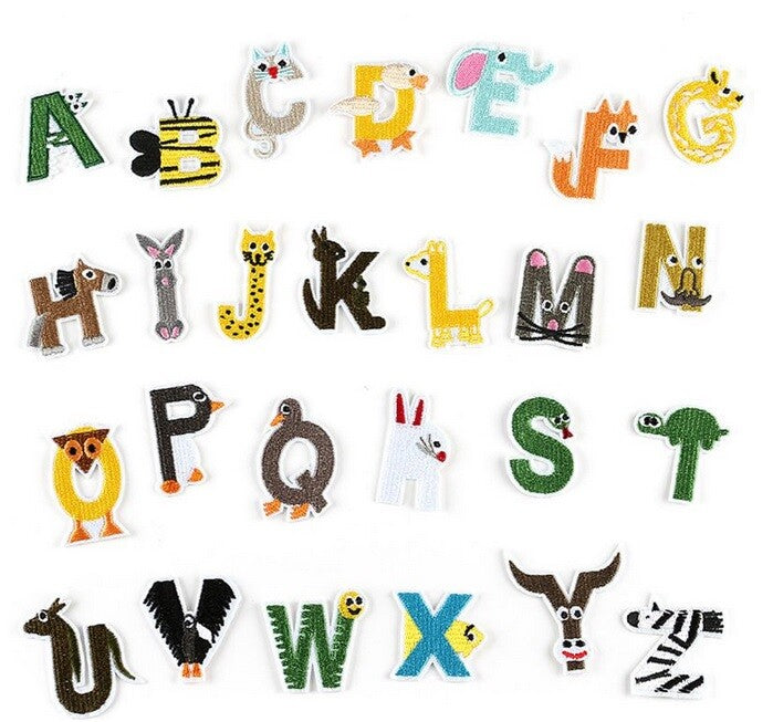 Animal Letter Patch Patches Iron or Sew on Alphabet Embroidery Customise Animals