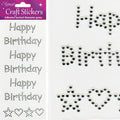 Happy Birthday 3D Stickers Craft Self Adhesive Silver Clear Rhinestone Sticker