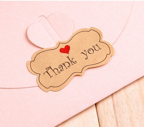 Paper Labels Thank You Red Heart Scroll Regency Gift Hand Made Craft Stickers
