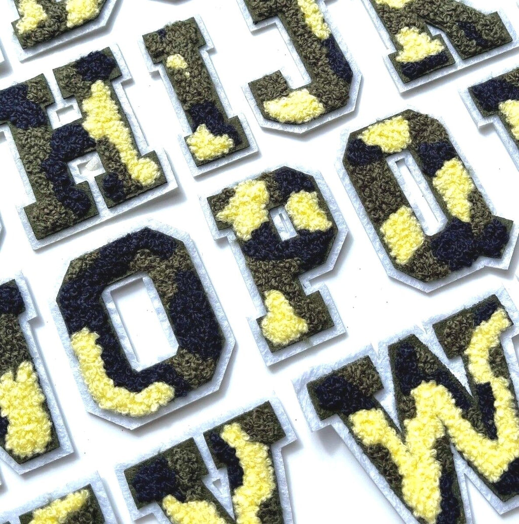 Camouflage Chenille Army Varsity Patch Letter Patches Iron or Sew on Alphabet 3D