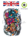 Large Waterproof 3D Traditional Japanese Irezumi Colour Carp Temporary Tattoo #1