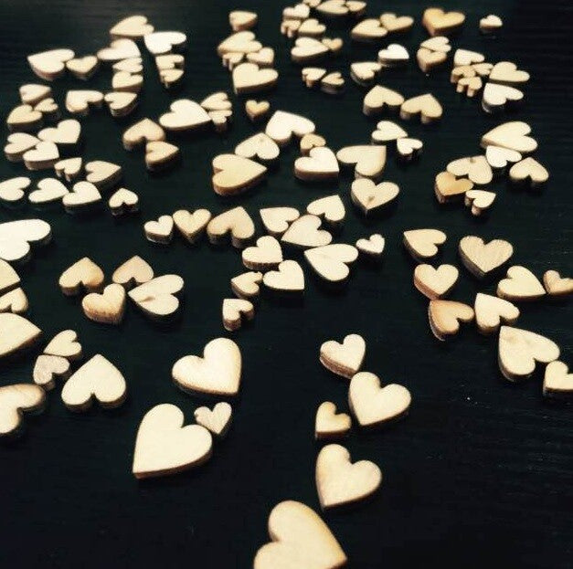 100 x Mix Rustic Wooden Love Heart Wedding Small Cute Table Scatter Decoration
