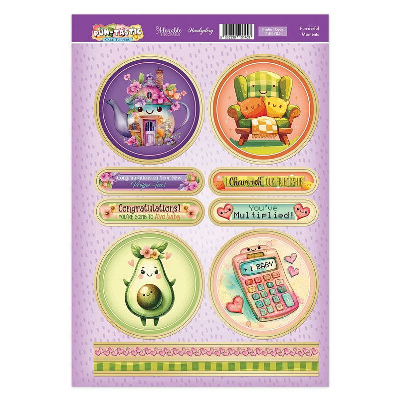 Hunkydory Greeting & Birthday Card Topper Making Kits Luxury Toppers for Cards - Punderful Moments