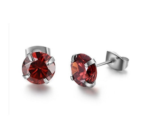 CZ Cubic Zirconia Crystal Cute 8mm Stud Earrings Prom Party 7 Colours & Gift Bag