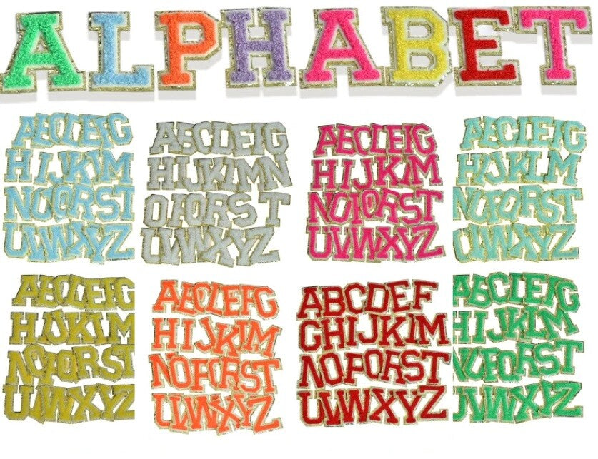 3D Multicolour & Gold Chenille Patch Letter Patches Iron on Alphabet 5.5cm